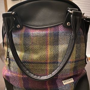 Crossbody bag, mixed wool and leather